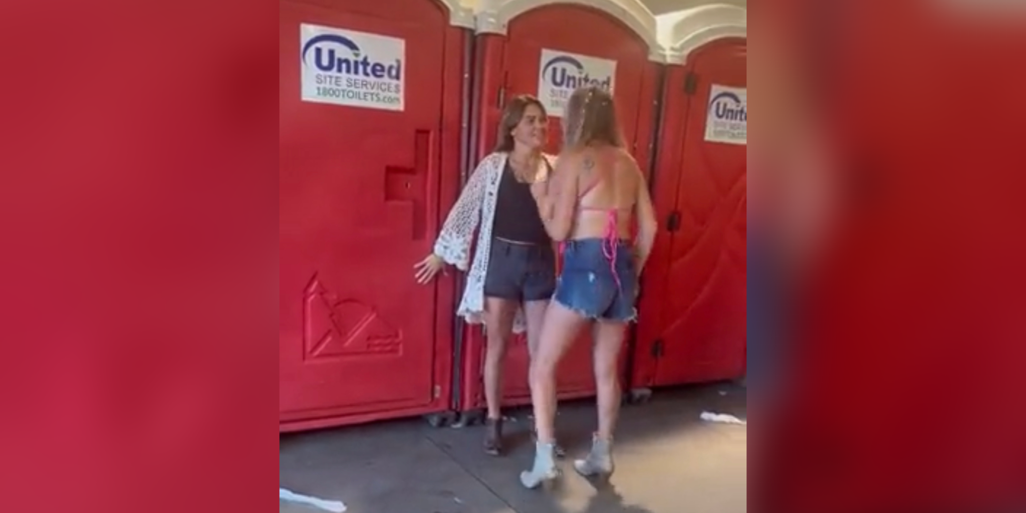 Video A Few Women Involved In A Porta Potty Brawl at Wallen